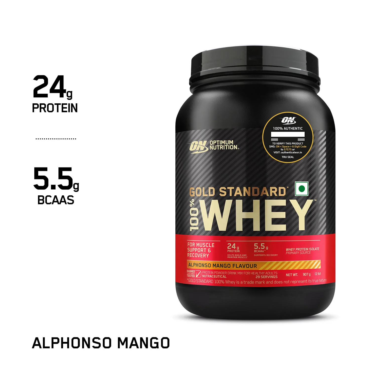 Limited Edition Optimum Nutrition (ON) Gold Standard 100% Whey Protein Powder 2 lb, 907g (Alphonso Mango) - Image 8