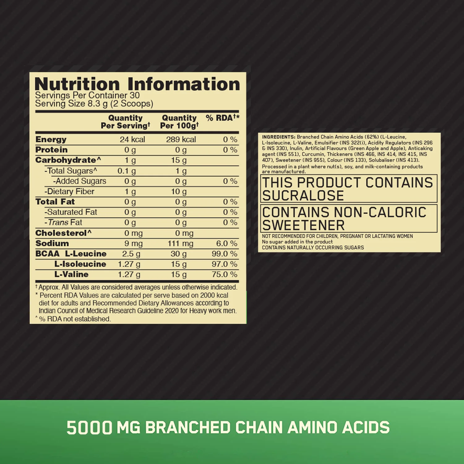BCAA 5000 Powder | Green Apple | 250 g - Image 5