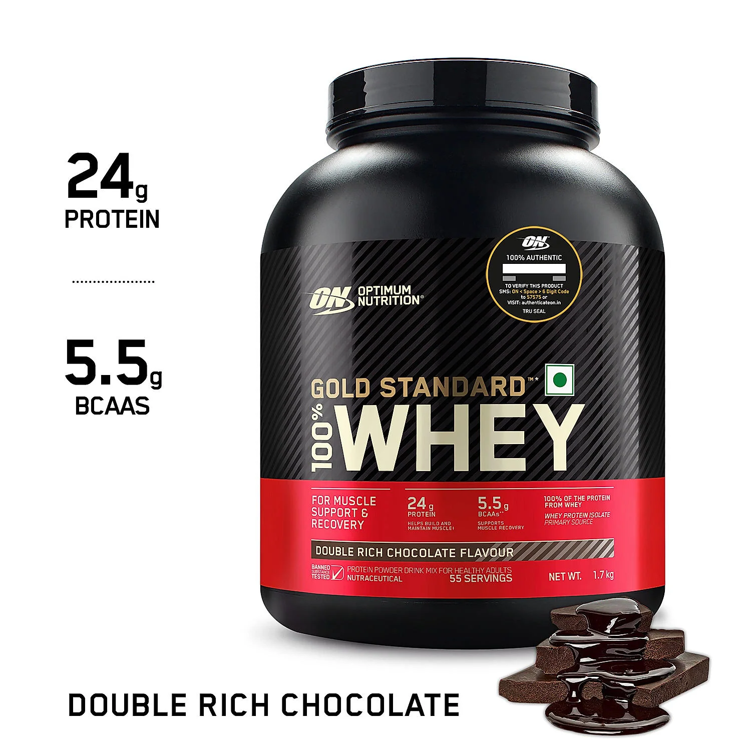 Gold Standard 100% Whey Protein Powder Double Rich Chocolate 1.7 kg and Micronised Creatine Powder Unflavoured 250 g - Image 7