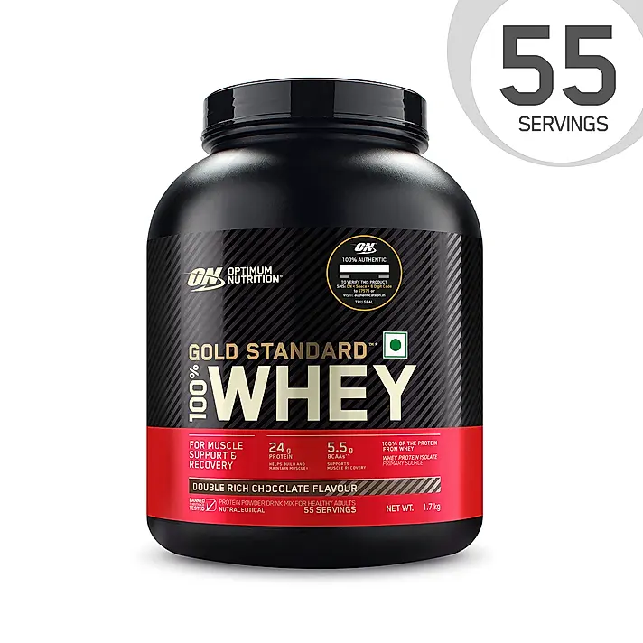 Gold Standard 100% Whey Protein Powder  Double Rich Chocolate 1.7 kg + Pre Workout Green Apple - Image 3