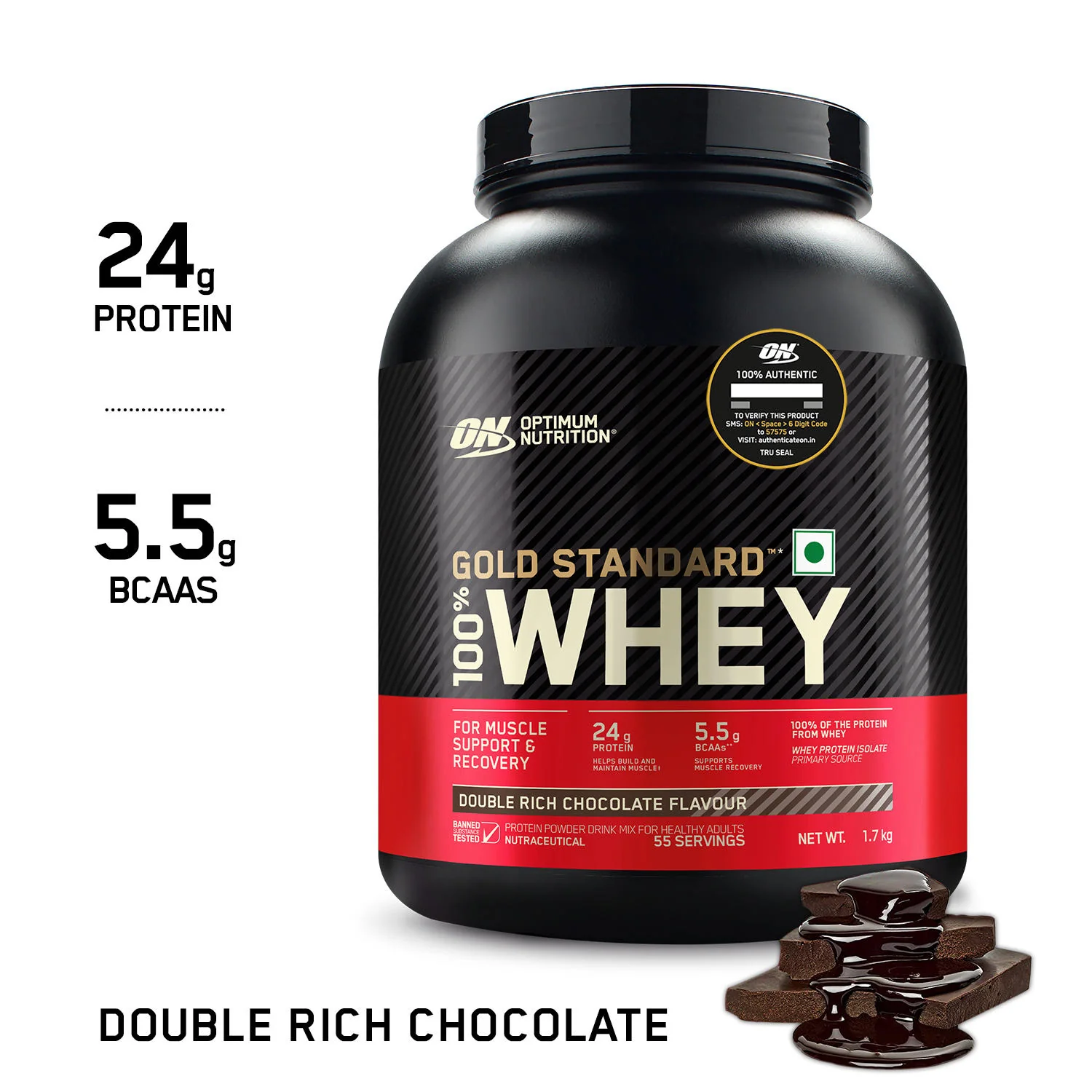 Gold Standard 100% Whey Protein Powder  Double Rich Chocolate 1.7 kg + Pre Workout Green Apple - Image 9