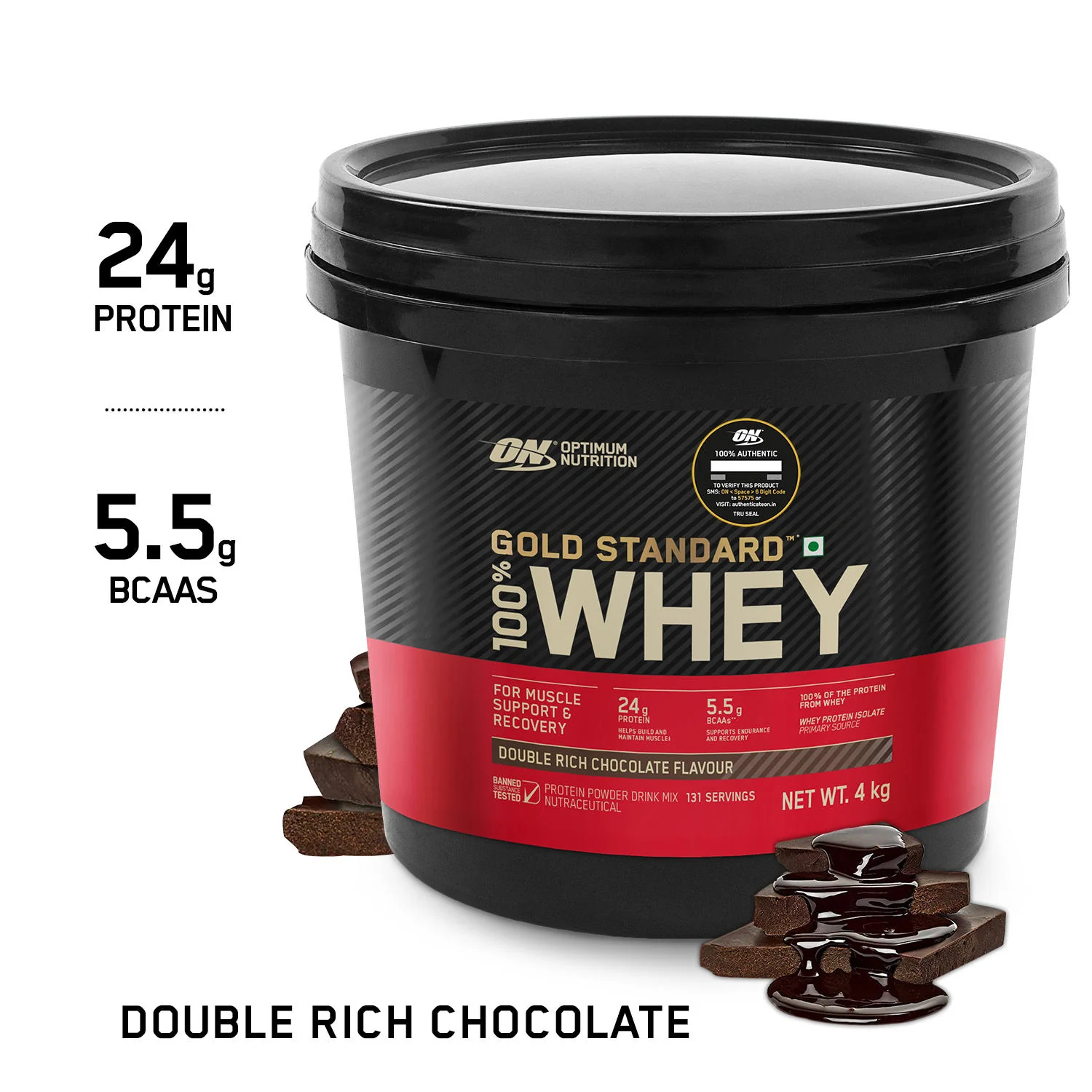 Gold Standard 100% Whey Protein Powder  Double Rich Chocolate  4 kg and Micronized Creatine Powder Unflavoured 100 g - Image 7