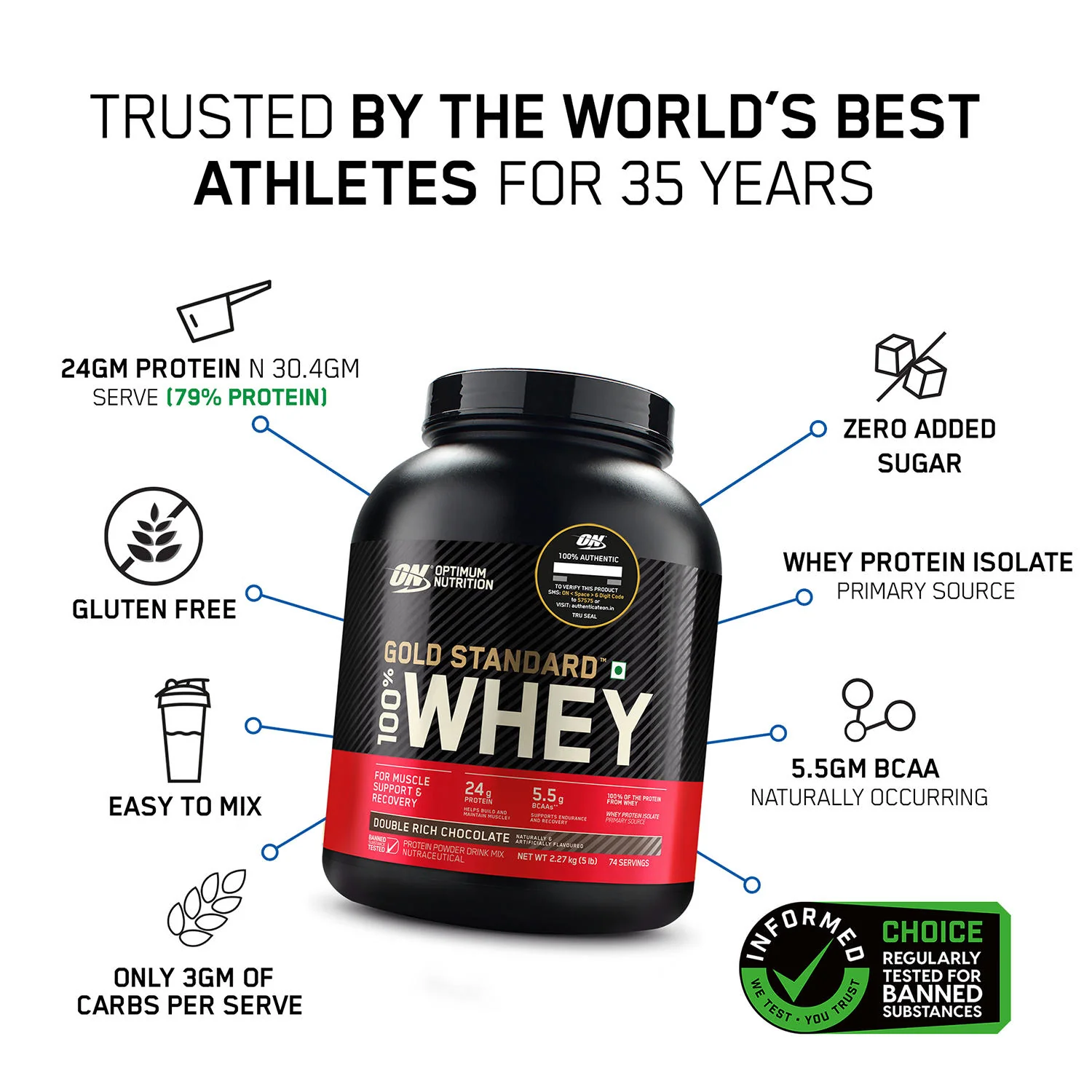 Gold Standard 100% Whey Protein Powder  Vanilla Ice Cream 4 kg + Multivitamin for MEN- 60 Tablets + Zinc Magnesium Aspartate (ZMA) - 60 Capsules + Fish Oil - 60 Capsules - Image 4