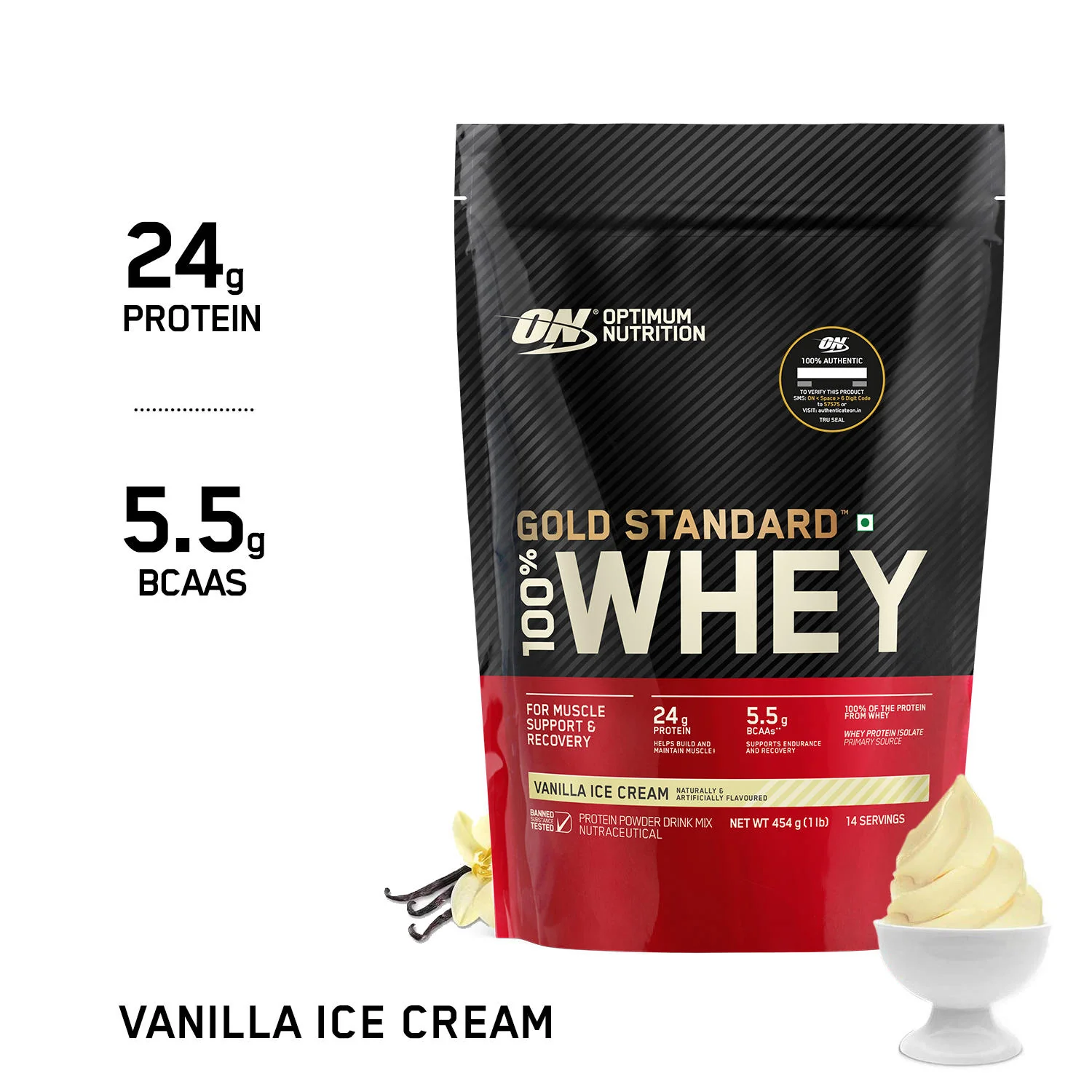 Gold Standard 100% Whey Protein Powder | Vanilla Ice Cream | 1 lbs - Image 7