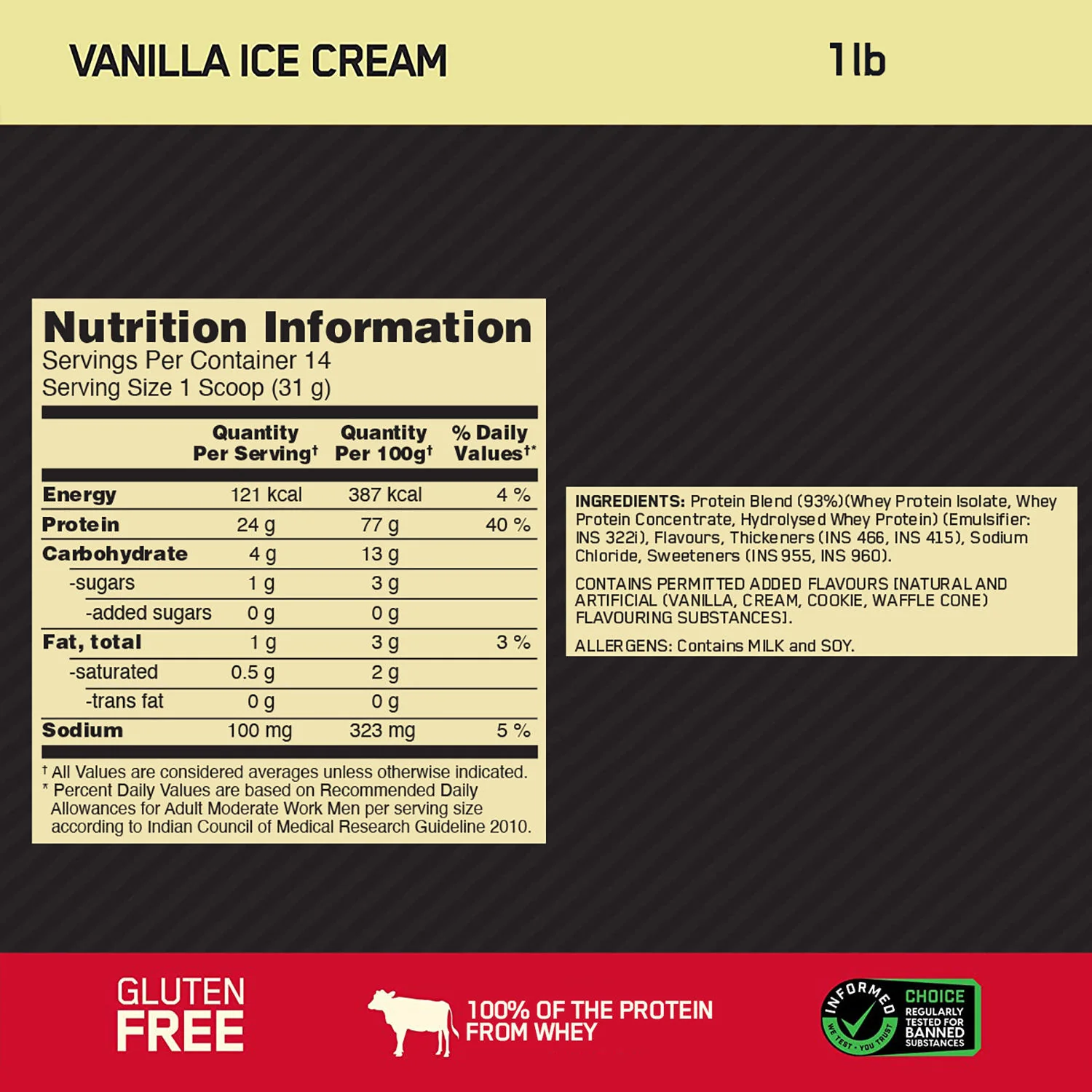 Gold Standard 100% Whey Protein Powder | Vanilla Ice Cream | 1 lbs - Image 8