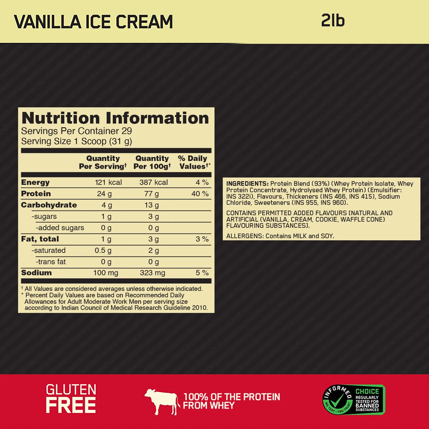 Gold Standard 100% Whey Protein Powder | Vanilla Ice Cream | 2 lbs - Image 7