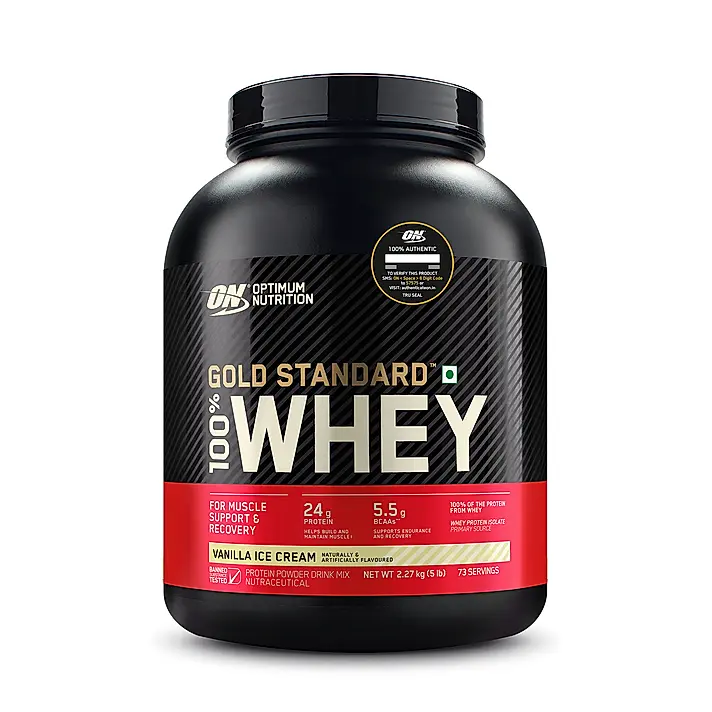 Gold Standard 100% Whey Protein Powder  Vanilla Ice Cream 5 lbs + Pre Workout Green Apple - Image 3