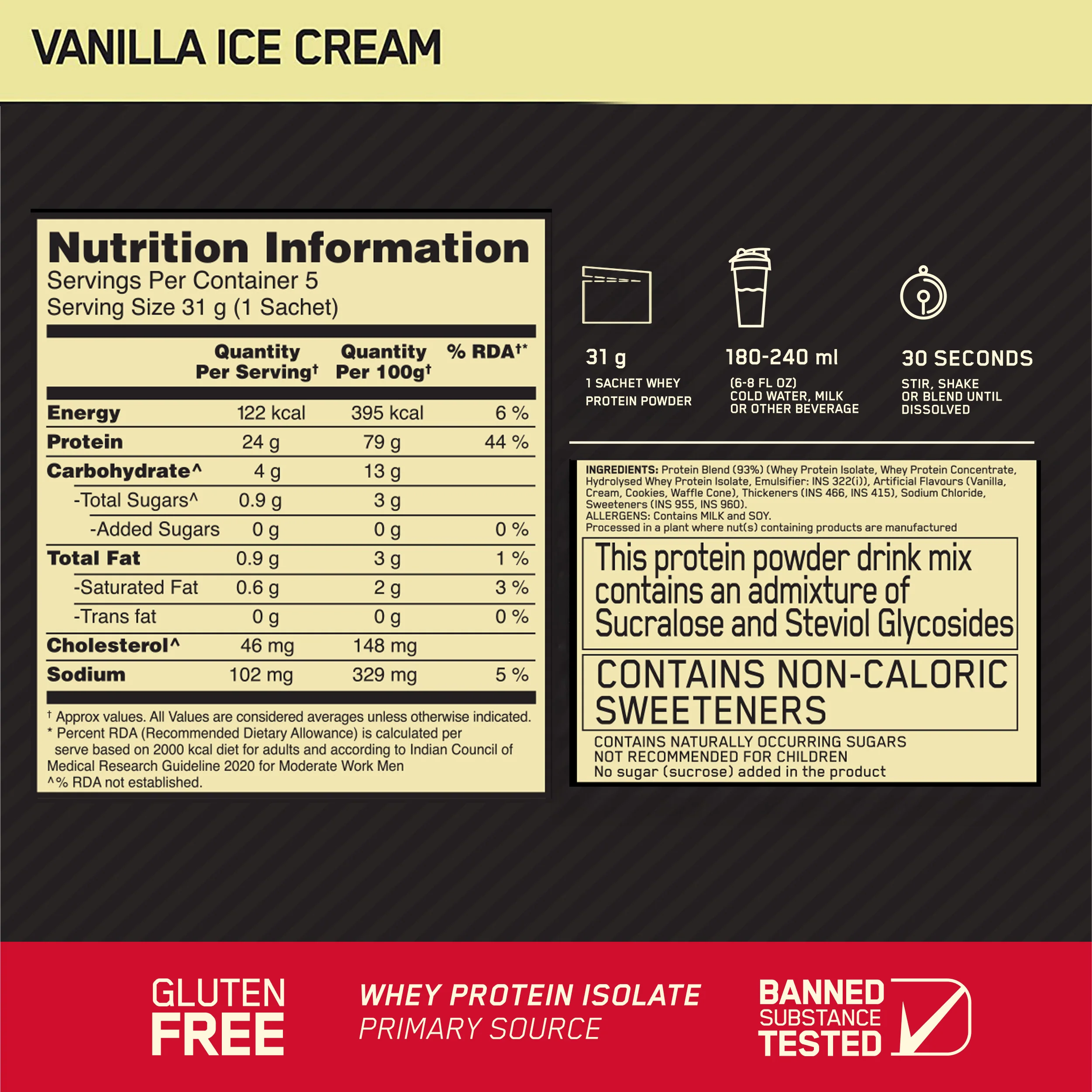 Gold Standard 100% Whey - Vanilla Ice Cream - Pack of 5 + Gold Standard 100% Whey - Alphonso Mango - Pack of 5 - Image 11