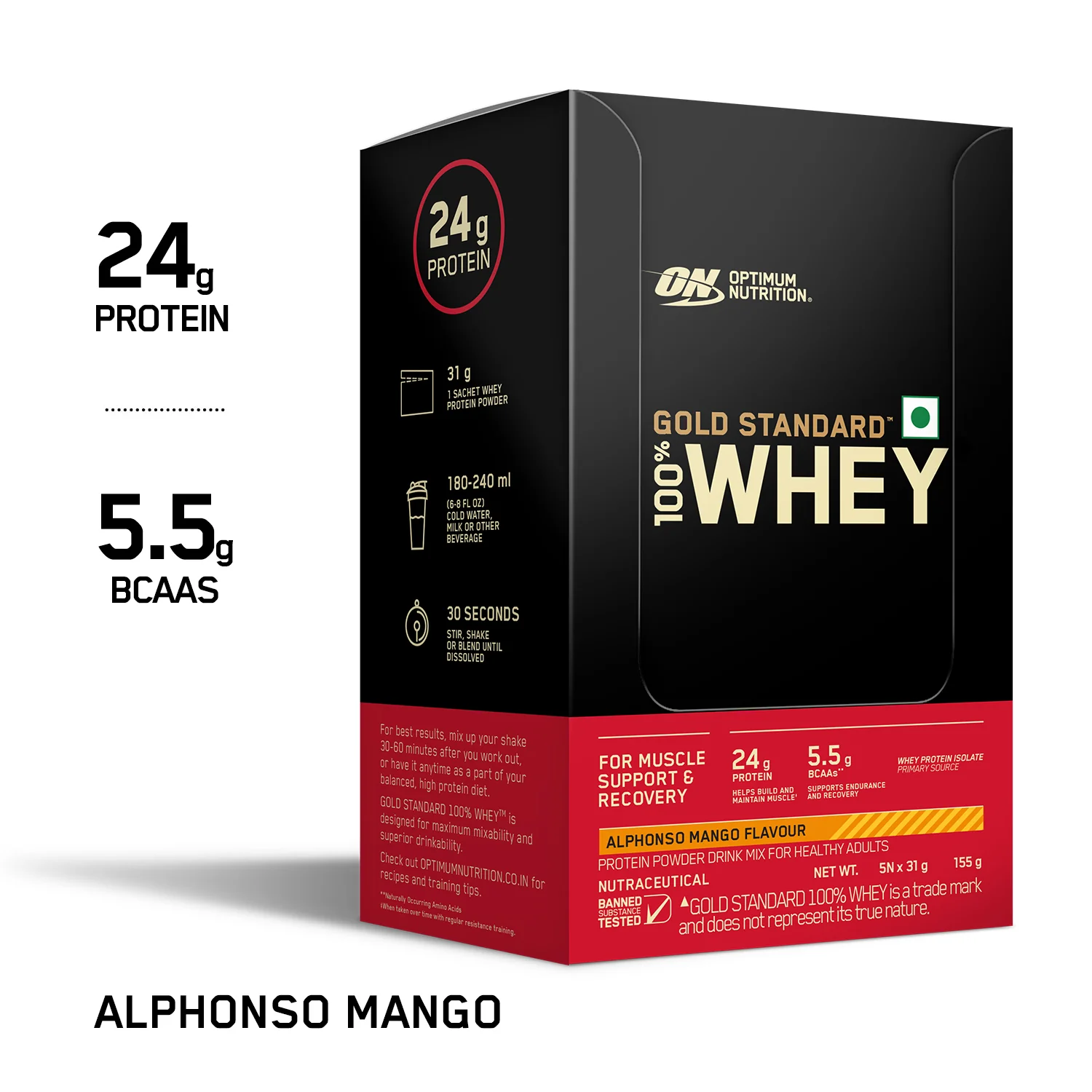 Gold Standard 100% Whey - Vanilla Ice Cream - Pack of 5 + Gold Standard 100% Whey - Alphonso Mango - Pack of 5 - Image 24