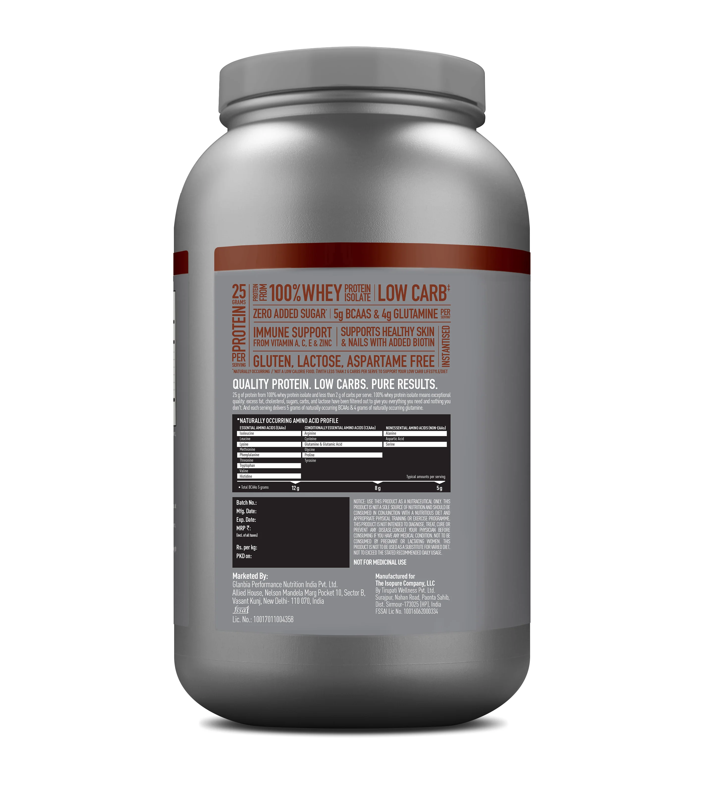 Isopure 2 kg Chocolate + Isopure 100% Creatine Monohydrate Micronized, 250g - Image 3