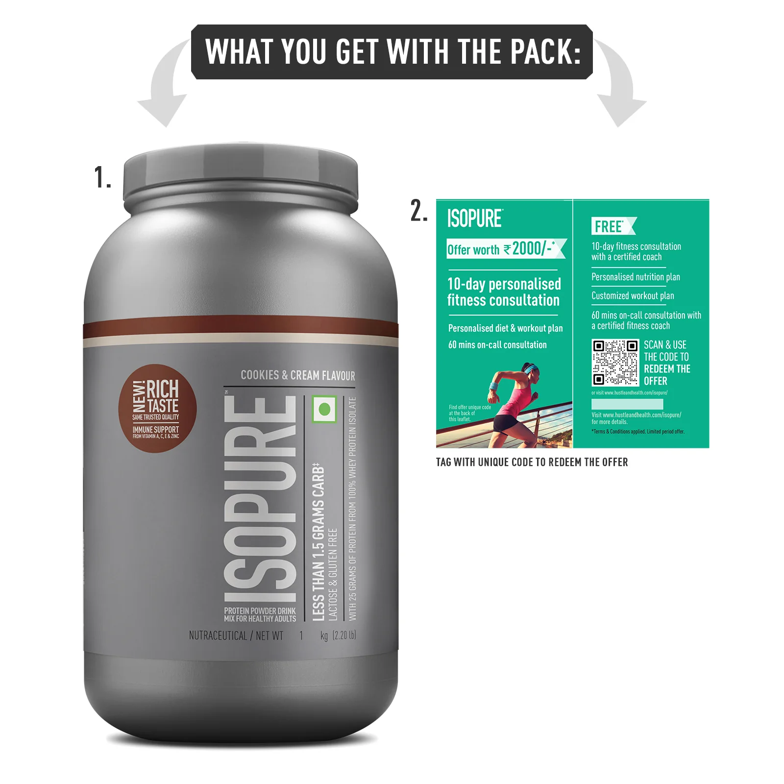 Isopure - Cookies & Cream - 1 Kg + Isopure Collagen Peptides (12g/serve) with Biotin & Vitamin E- 250g (Unflavored) - Image 4