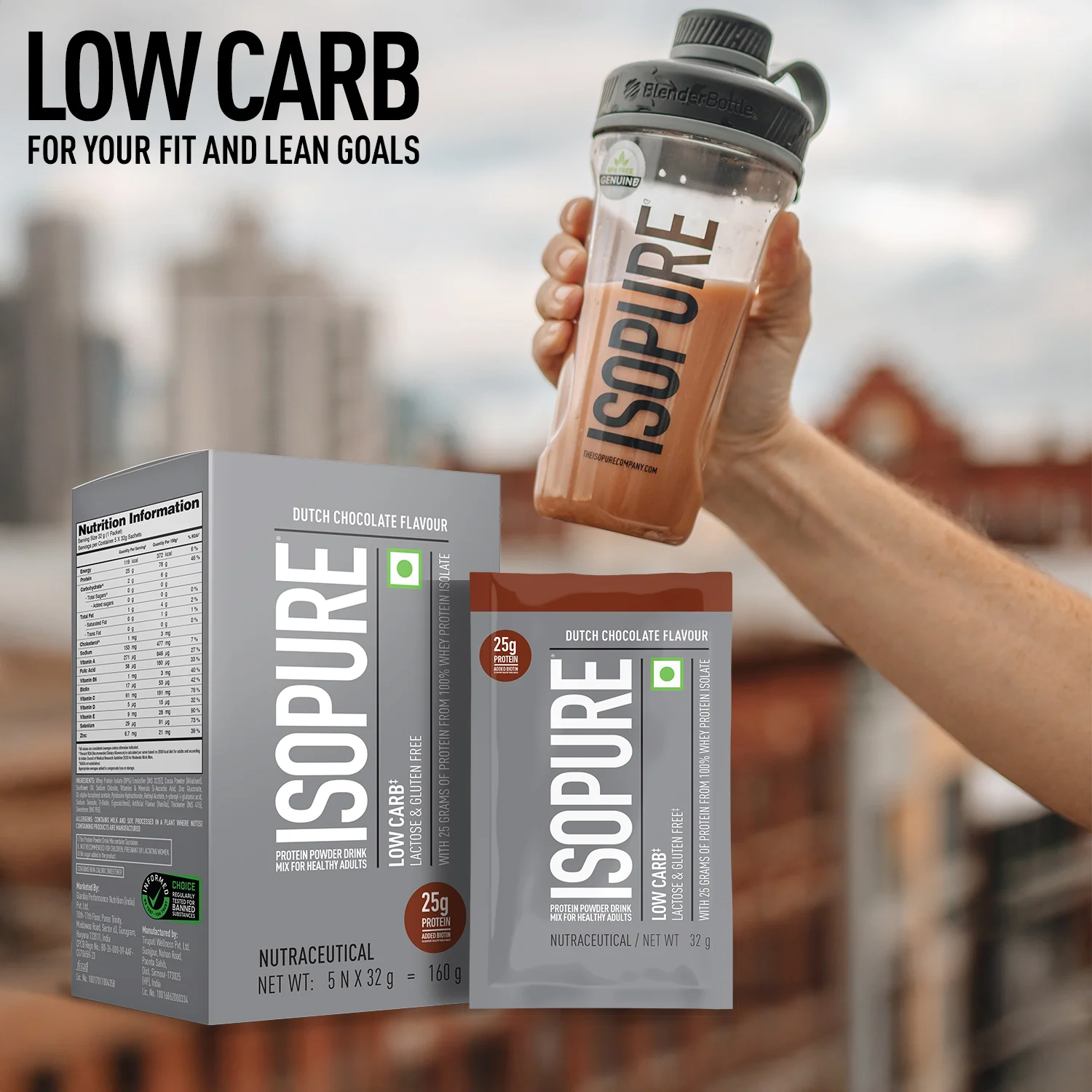 Isopure Low Carb Dutch Chocolate Whey Isolate Protein Powder- Pack of 5 single serve sachets - Image 7