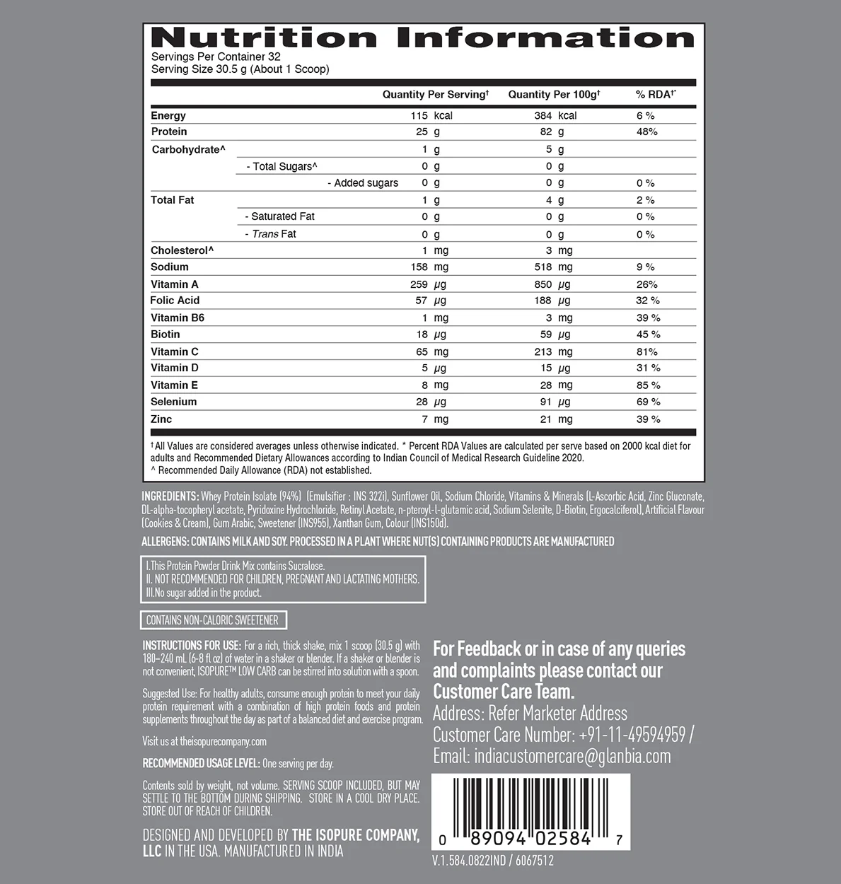 Isopure Low Carb Whey Protein Isolate Powder | Cookies & Cream | 1 Kg + Isopure 100% Creatine Monohydrate - Image 9