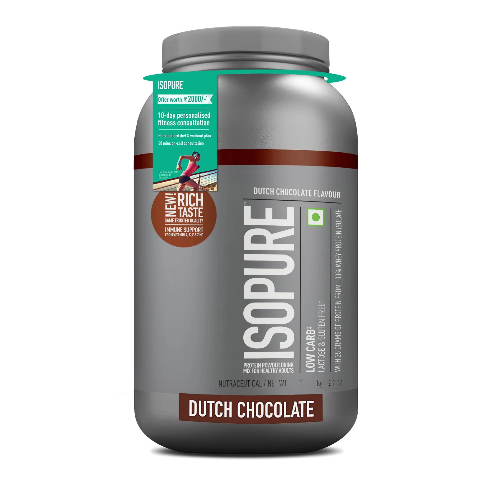 Isopure Low Carb Whey Protein Isolate Powder | Dutch Chocolate | 1 Kg + Isopure Collagen Peptides (12g/serve) with Type I,II & III Collagen (Unflavoured)- 250g - Image 12