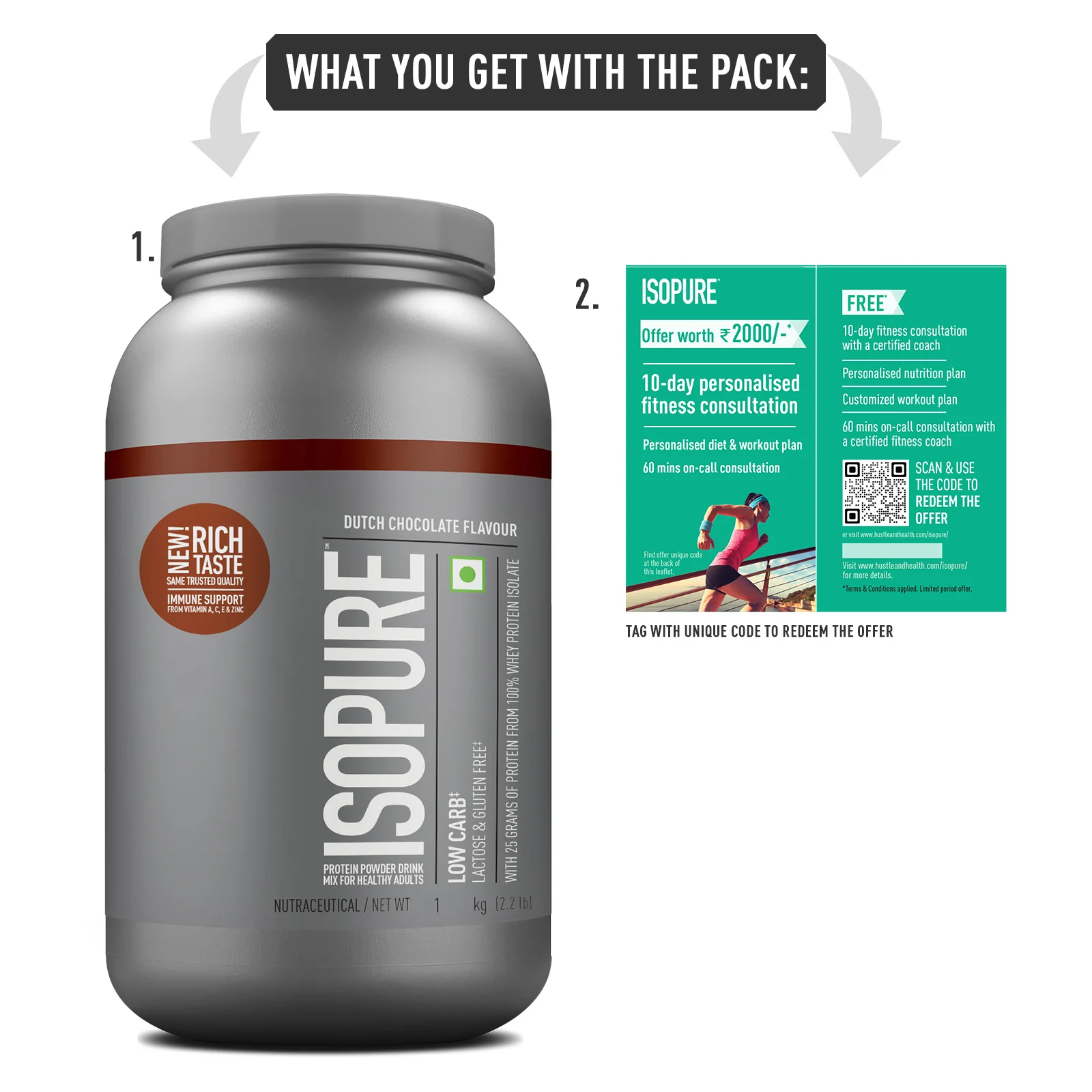 Isopure Low Carb Whey Protein Isolate Powder | Dutch Chocolate | 1 Kg + Isopure Collagen Peptides (12g/serve) with Type I,II & III Collagen (Unflavoured)- 250g - Image 13