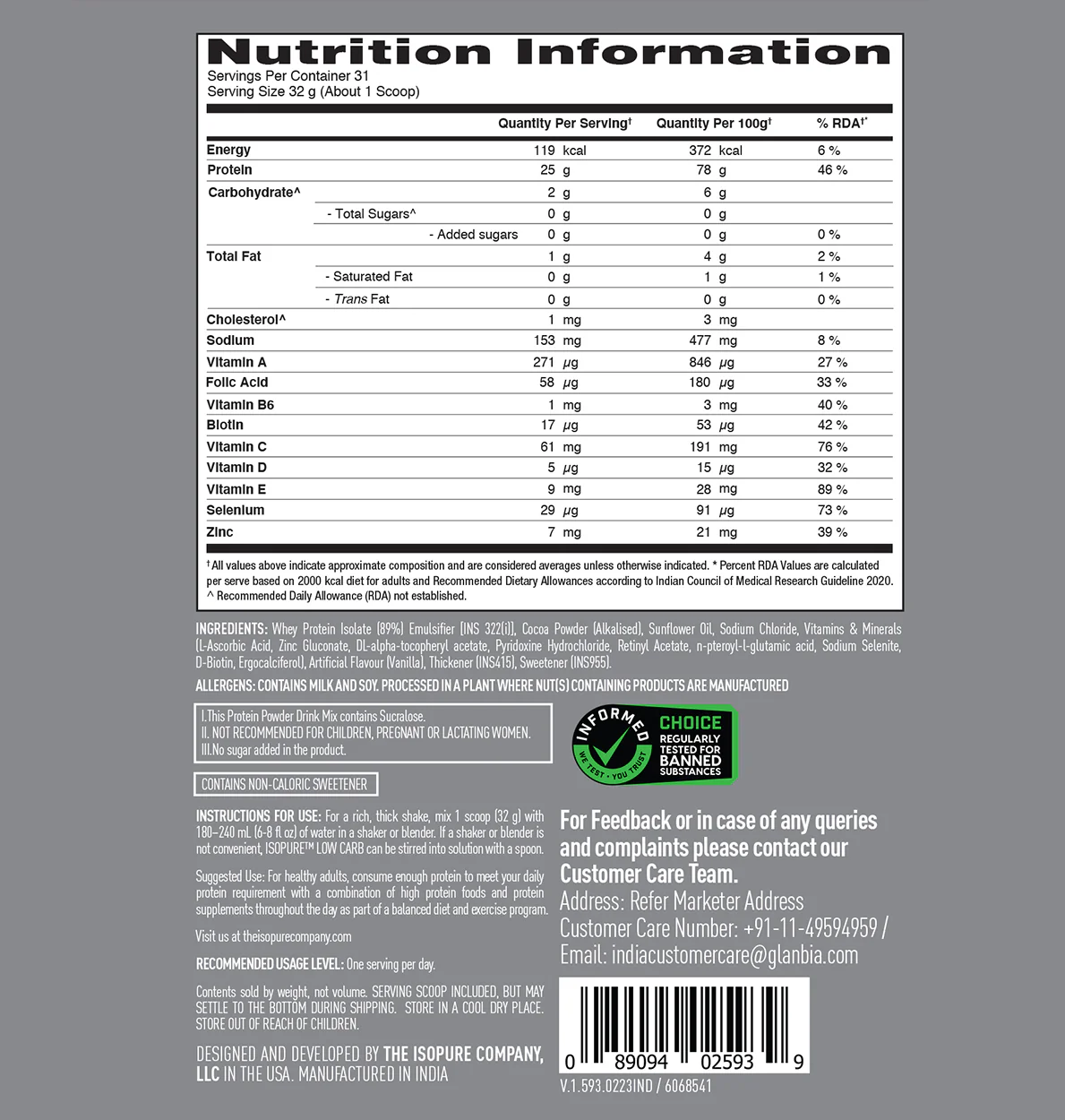 Isopure Low Carb Whey Protein Isolate Powder | Dutch Chocolate | 1 Kg + Isopure Collagen Peptides (12g/serve) with Type I,II & III Collagen (Unflavoured)- 250g - Image 22