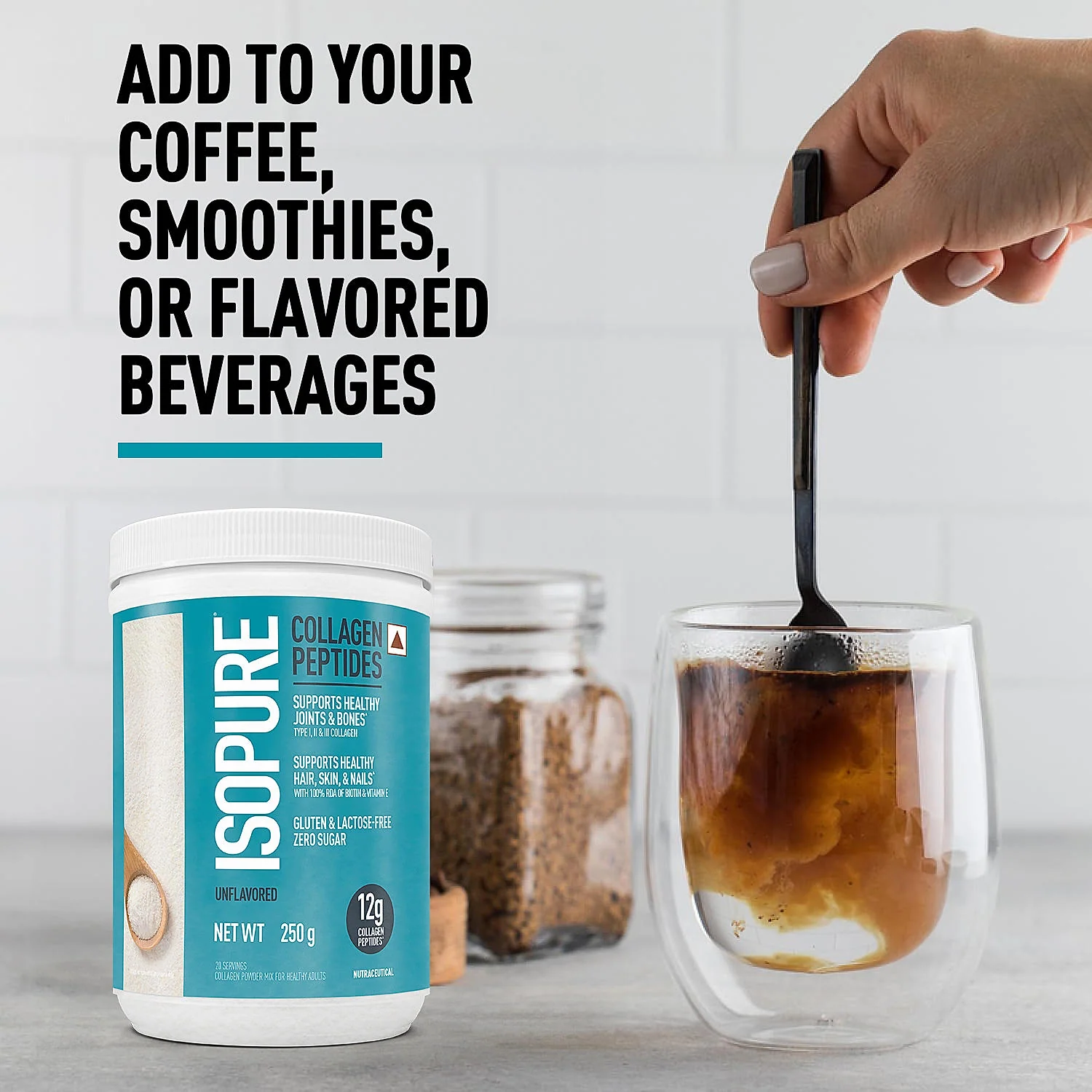 Isopure Low Carb Whey Protein Isolate Powder | Dutch Chocolate | 1 Kg + Isopure Collagen Peptides (12g/serve) with Type I,II & III Collagen (Unflavoured)- 250g - Image 5