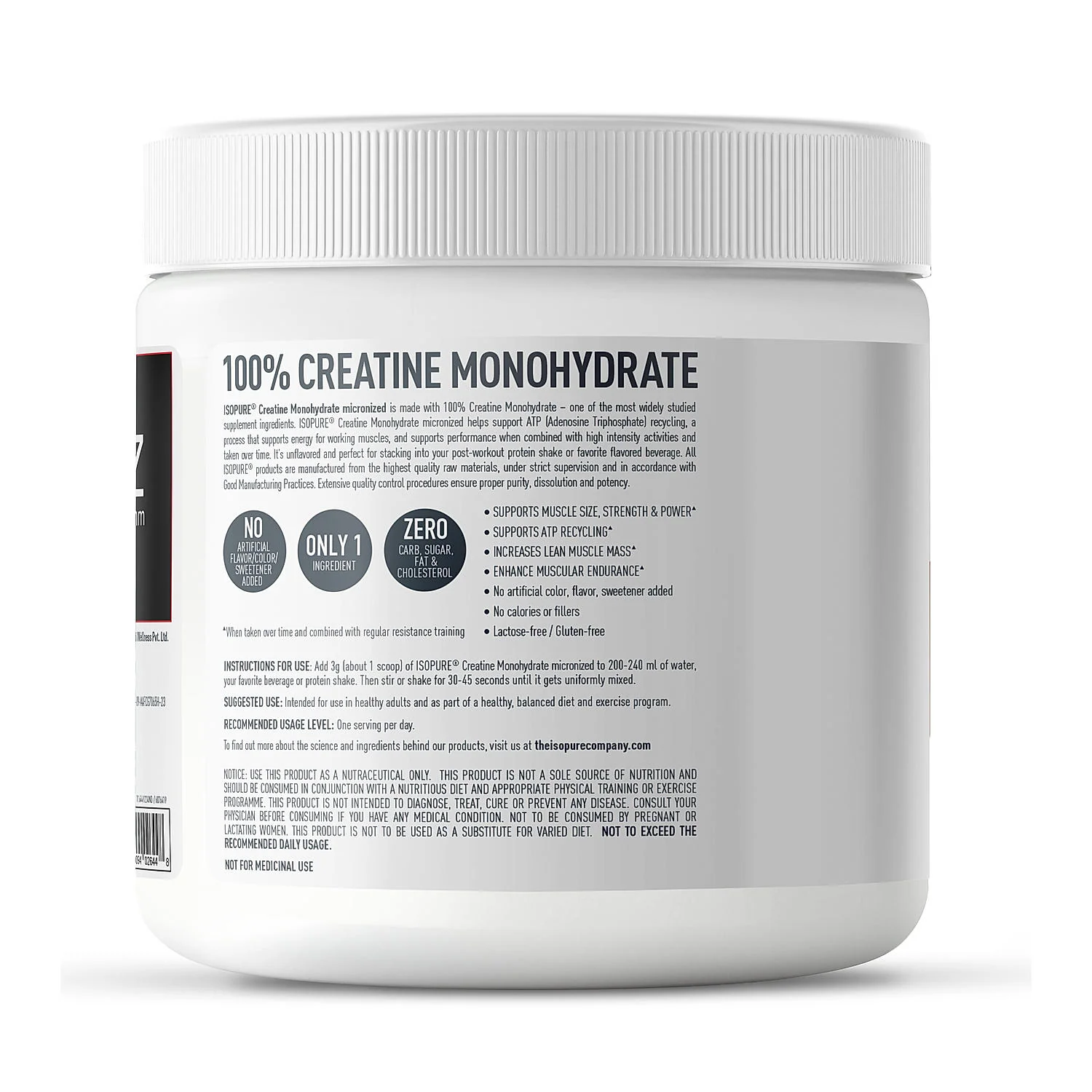 Isopure Unflavored 1 kg + Isopure 100% Creatine Monohydrate Micronized, 250g- 83 servings - Image 23