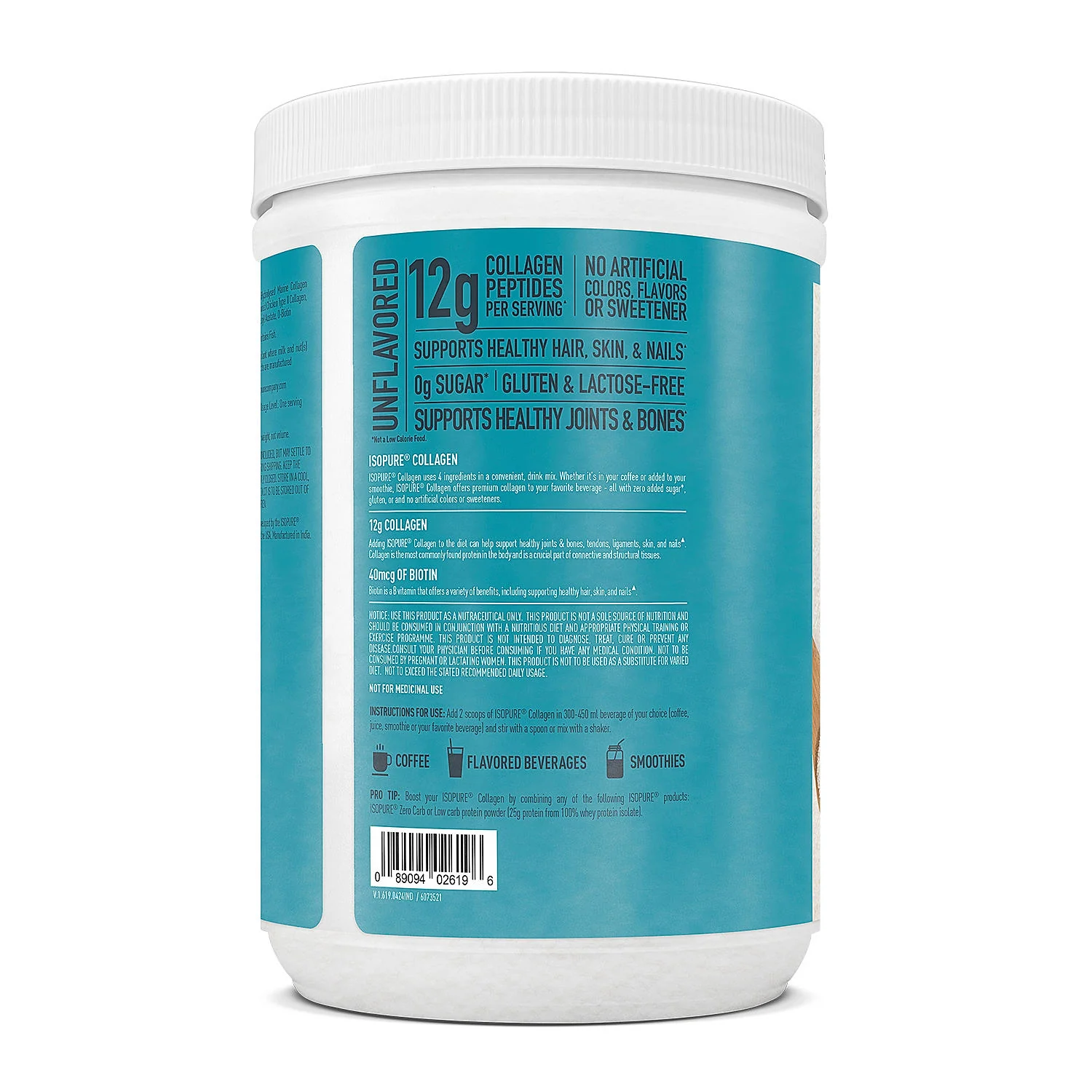 Isopure - Vanilla - 1 Kg + Isopure Collagen Peptides (12g/serve) with Biotin & Vitamin E- 250g (Unflavored) - Image 24