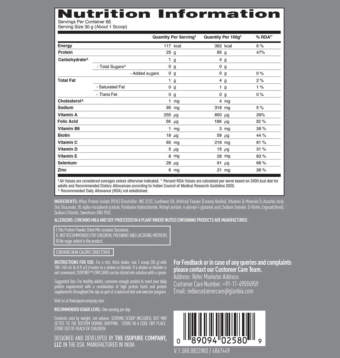 Isopure Whey Protein Isolate Powder with Vitamins for Immune Support - 2 kg (Creamy Vanilla) - Image 7