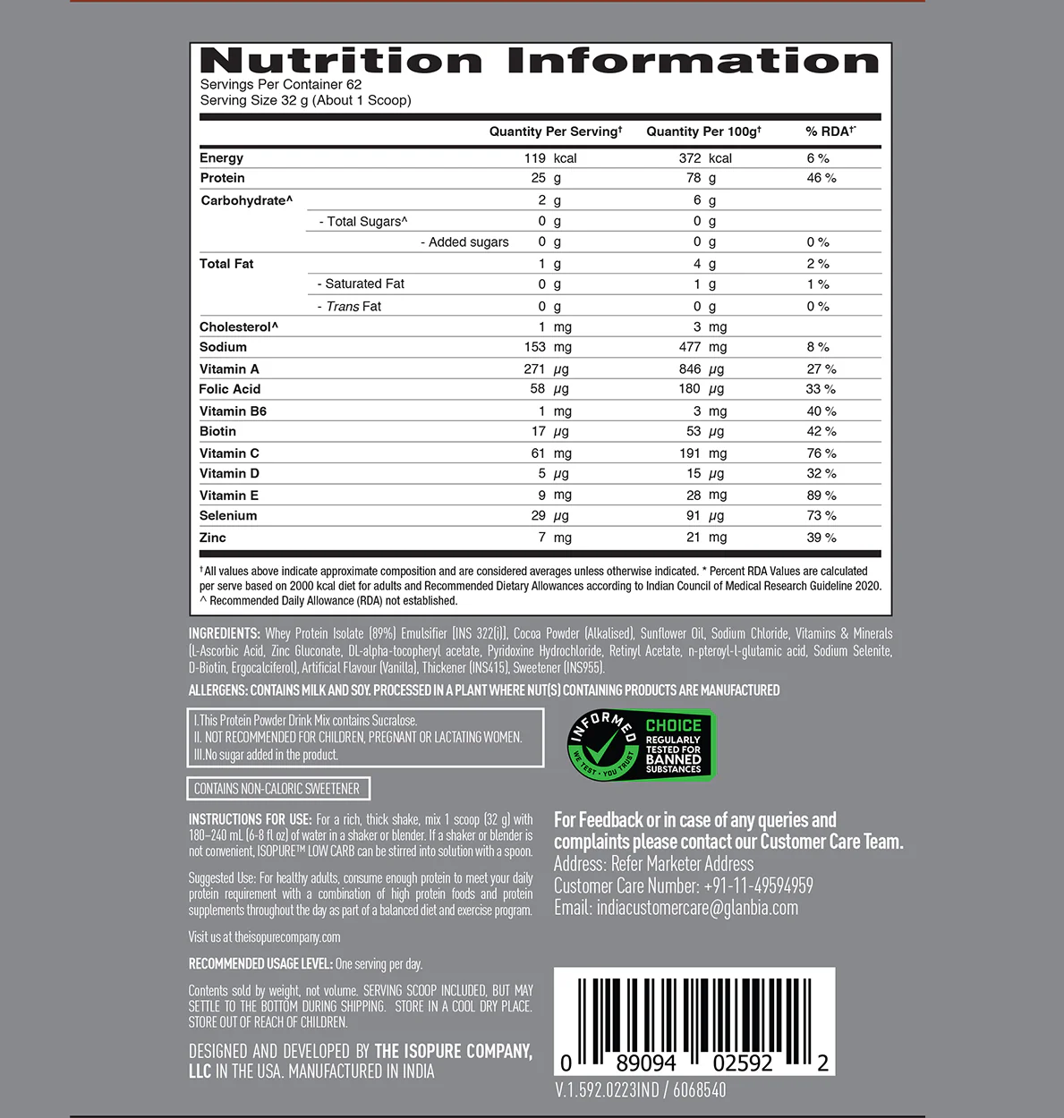 Isopure Whey Protein Isolate Powder with Vitamins for Immune Support - 2kg (Dutch Chocolate) - Image 8