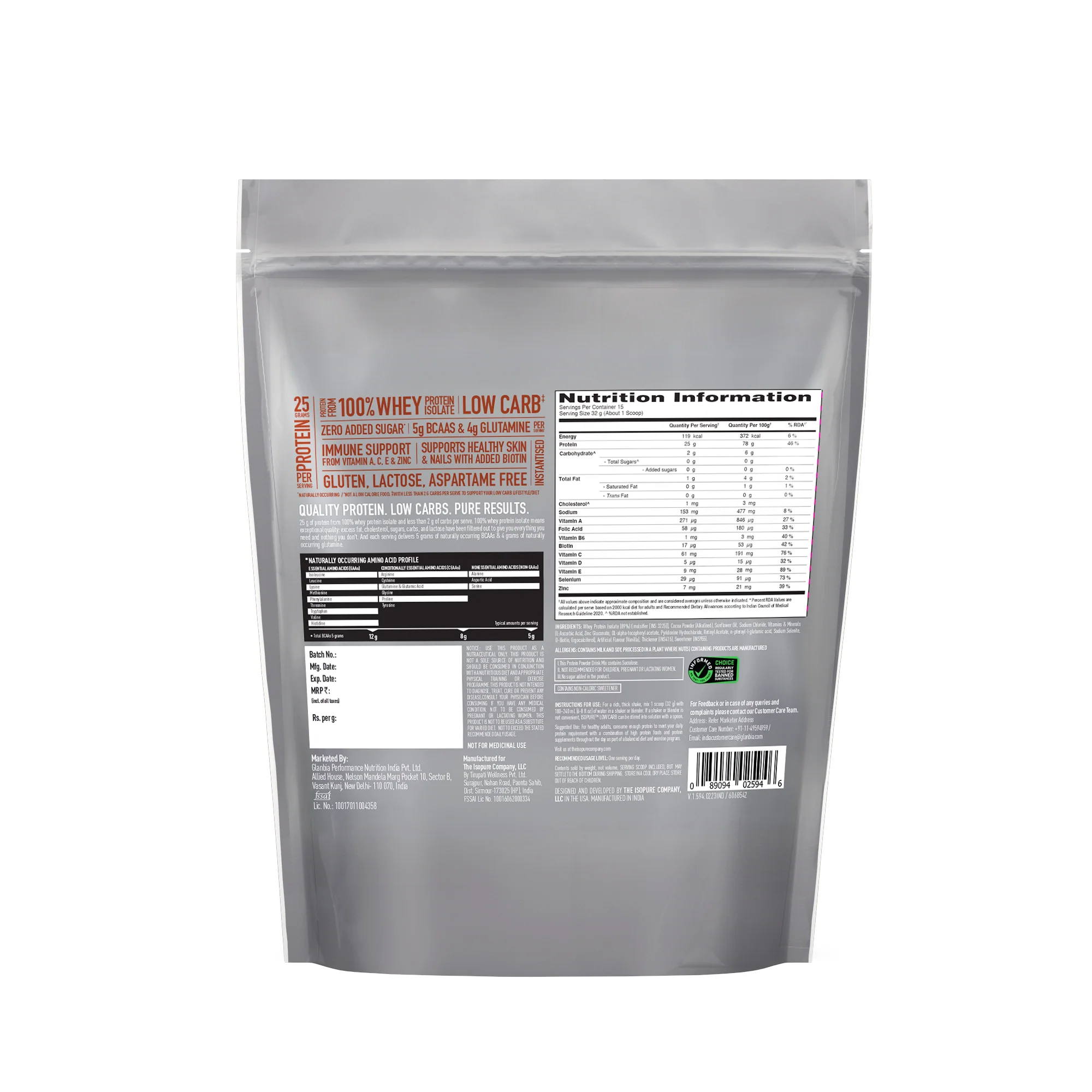 Isopure Dutch Chocolate - 500g / 1.1lb (Low Carb, Lactose-Free, Zero Added Sugar) - Image 10