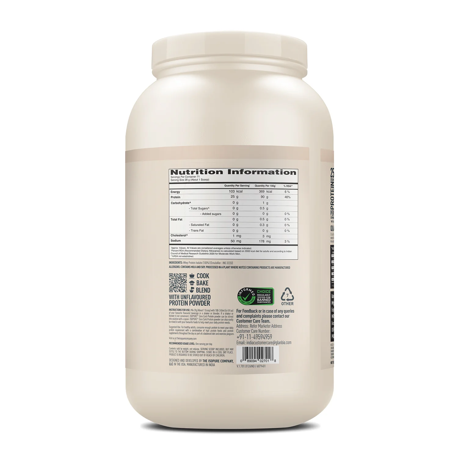 Isopure Zero Carb Protein 2 kg (Unflavoured) - Image 11