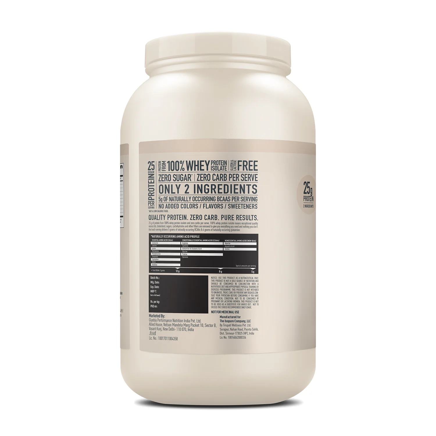 Isopure Zero Carb Protein 1 kg / 2.2 lbs (Unflavoured) - Image 12