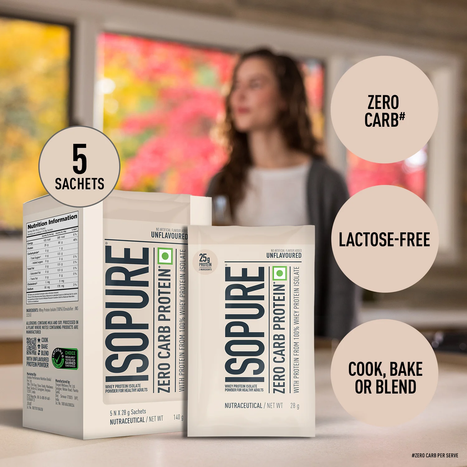 Isopure Zero Carb Unflavored Whey Isolate Protein Powder- Pack of 5 single serve sachets - Image 5
