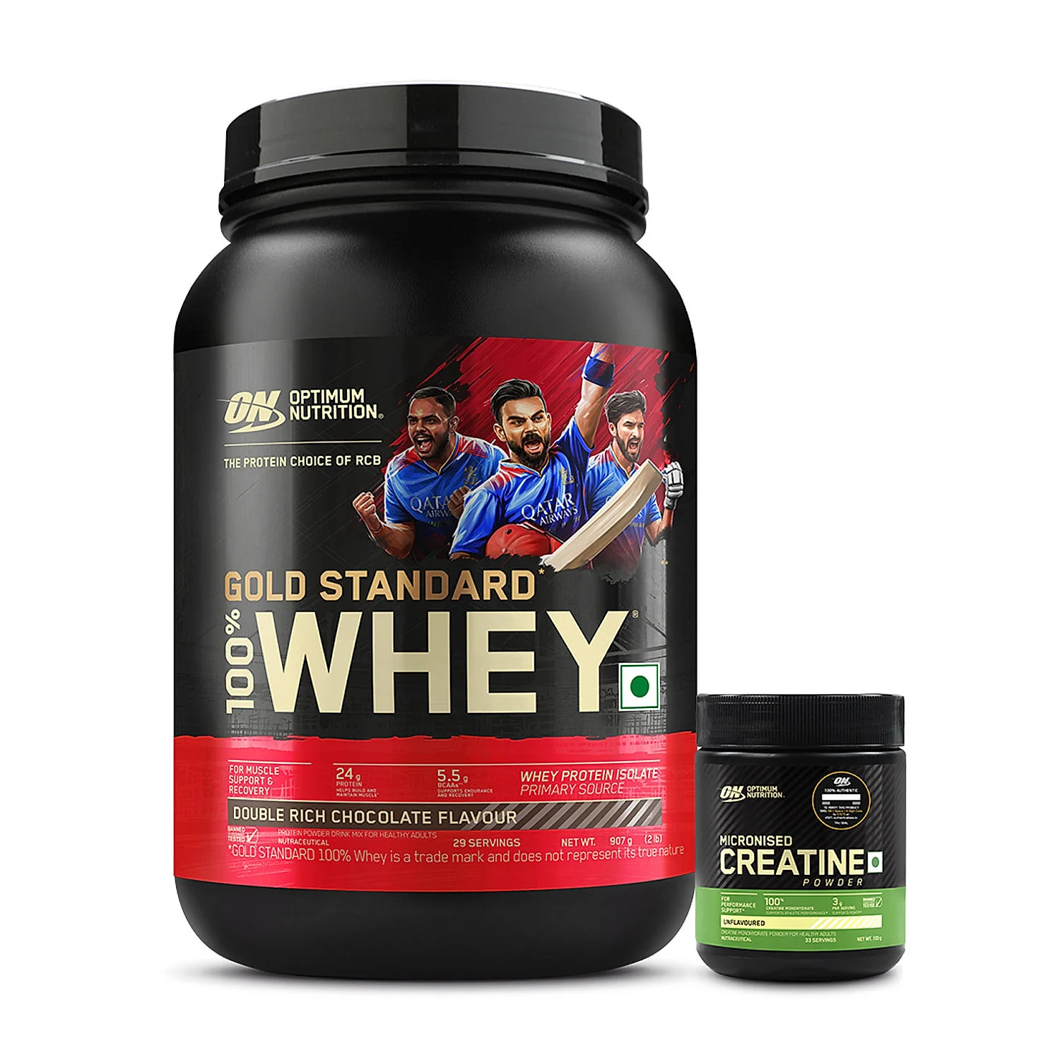 Muscle Gain Gift Box: Gold Standard 100% Whey Double Rich Chocolate 2 lbs + Creatine 100g + Steel Shaker - Image 4