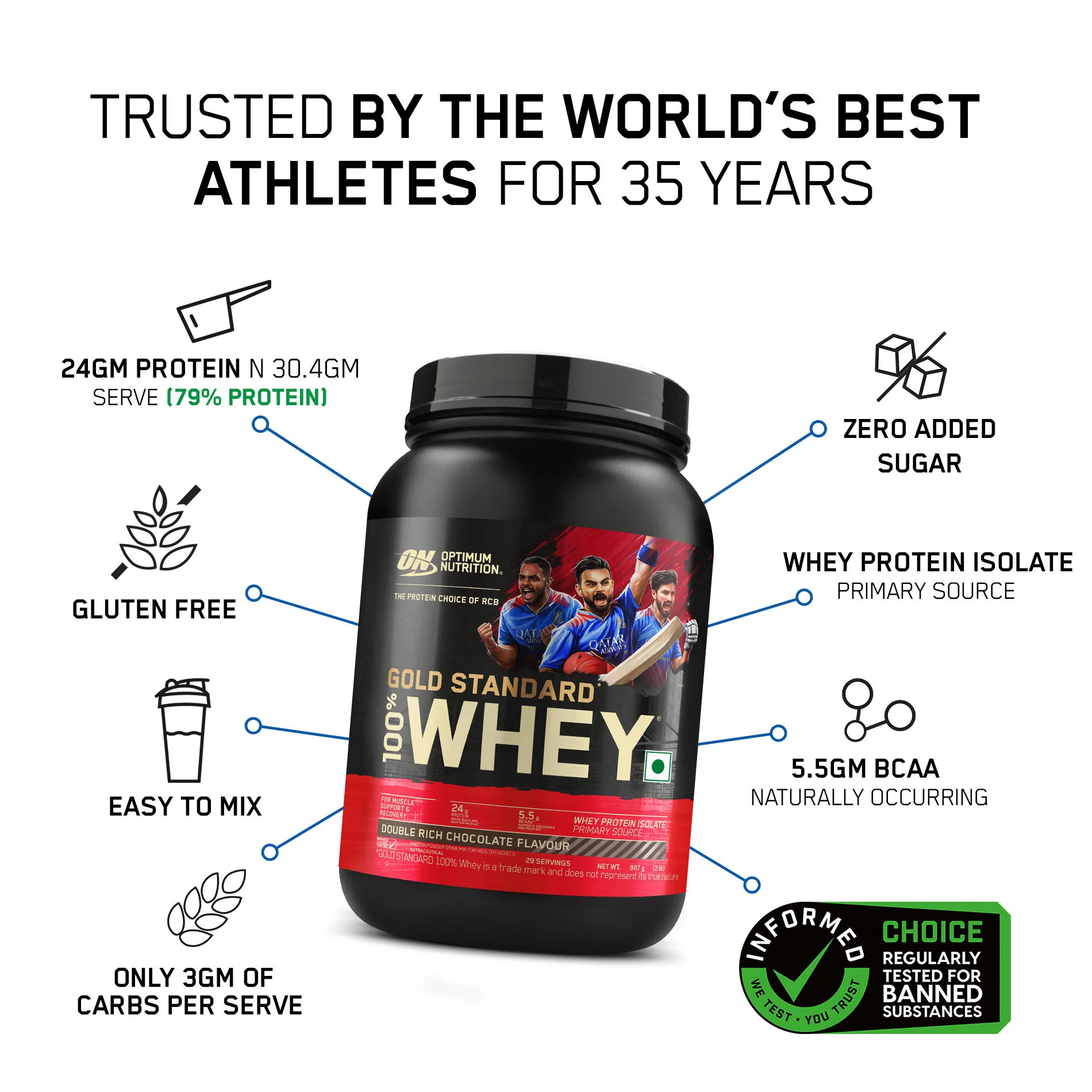 Muscle Gain Gift Box: Gold Standard 100% Whey Double Rich Chocolate 2 lbs + Creatine 100g + Steel Shaker - Image 5