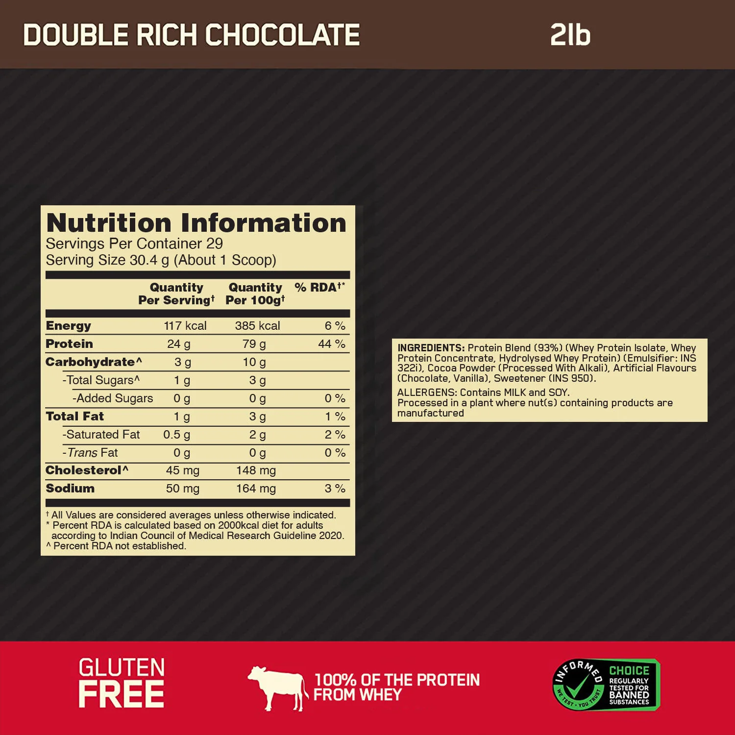 Muscle Gain Gift Box: Gold Standard 100% Whey Double Rich Chocolate 2 lbs + Creatine 100g + Steel Shaker - Image 9