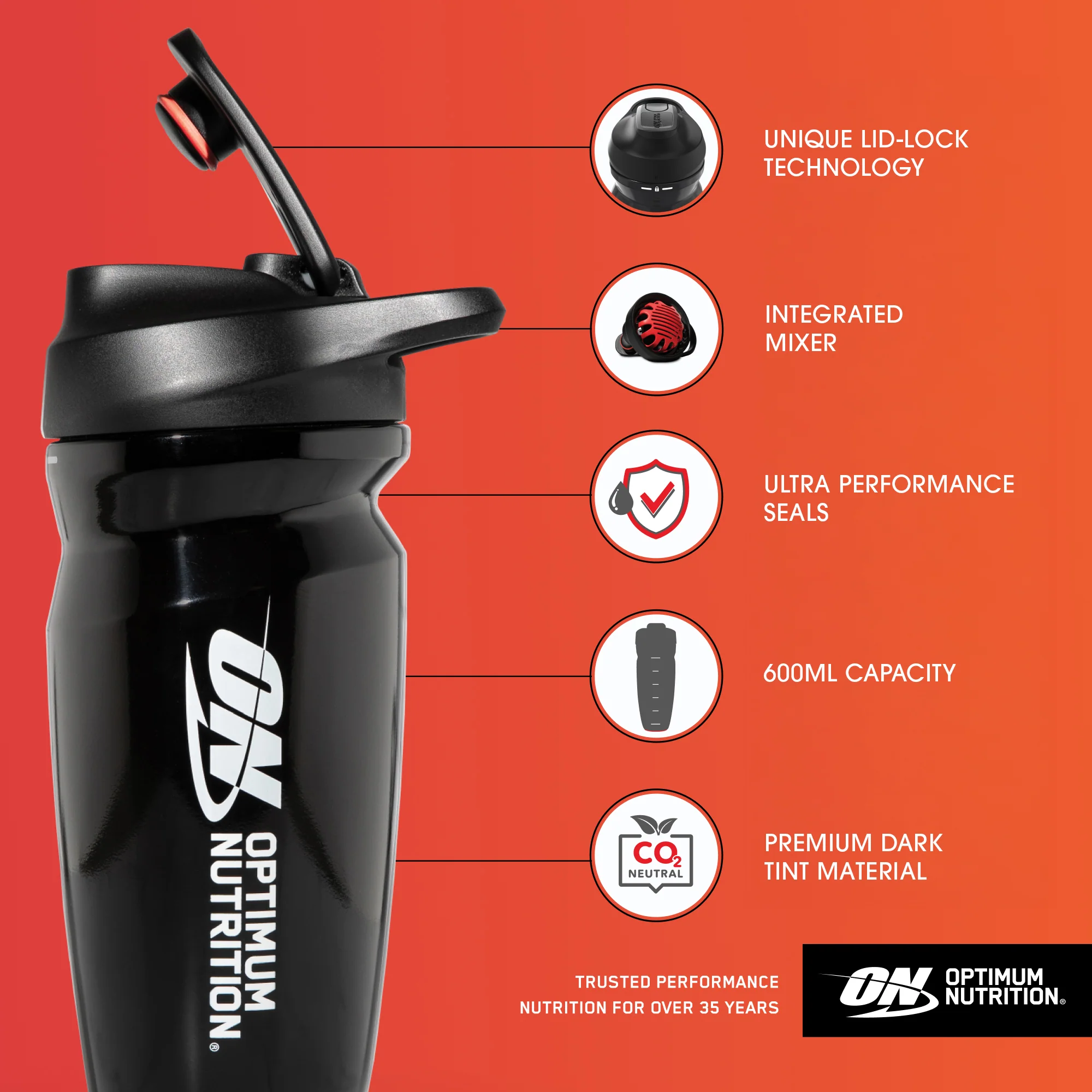 Optimum Nutrition  Opti-Lock Shaker , 600 ml - Image 8