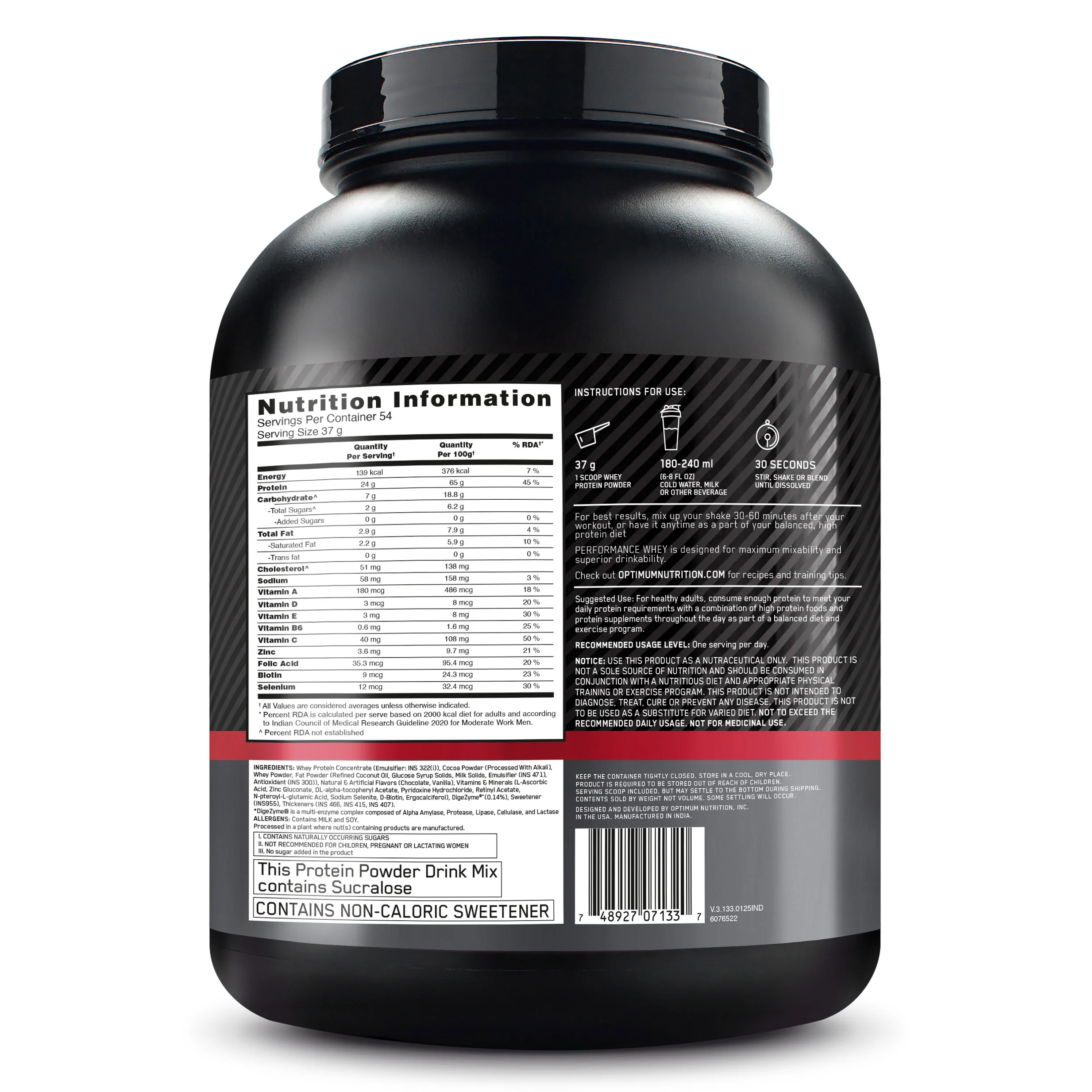 Optimum Nutrition (ON) Performance Whey Protein Powder, 24g Protein,2Kg (Chocolate Milkshake), Ultra-Filtered and Concentrated All-Whey Protein - Image 11