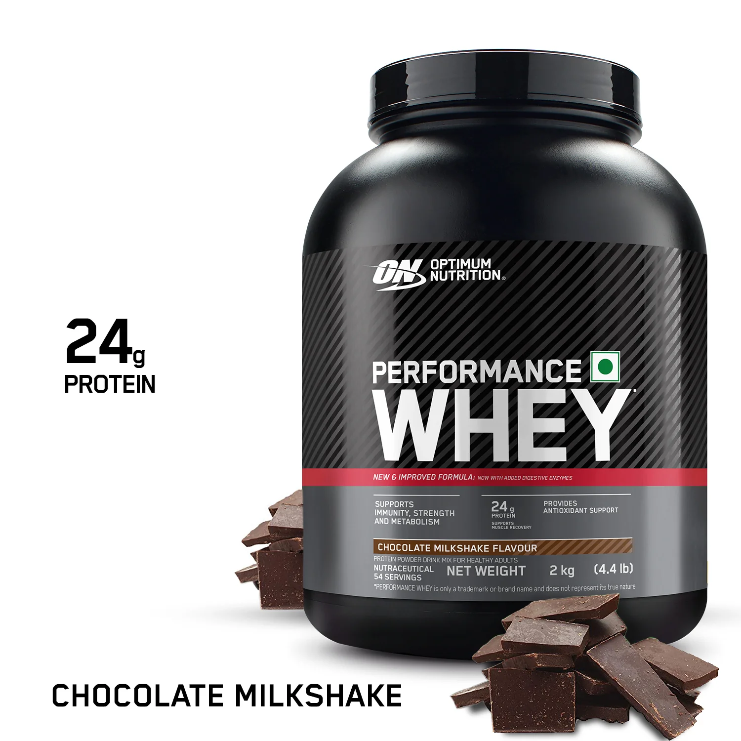 Optimum Nutrition (ON) Performance Whey Protein Powder, 24g Protein,2Kg (Chocolate Milkshake), Ultra-Filtered and Concentrated All-Whey Protein - Image 7