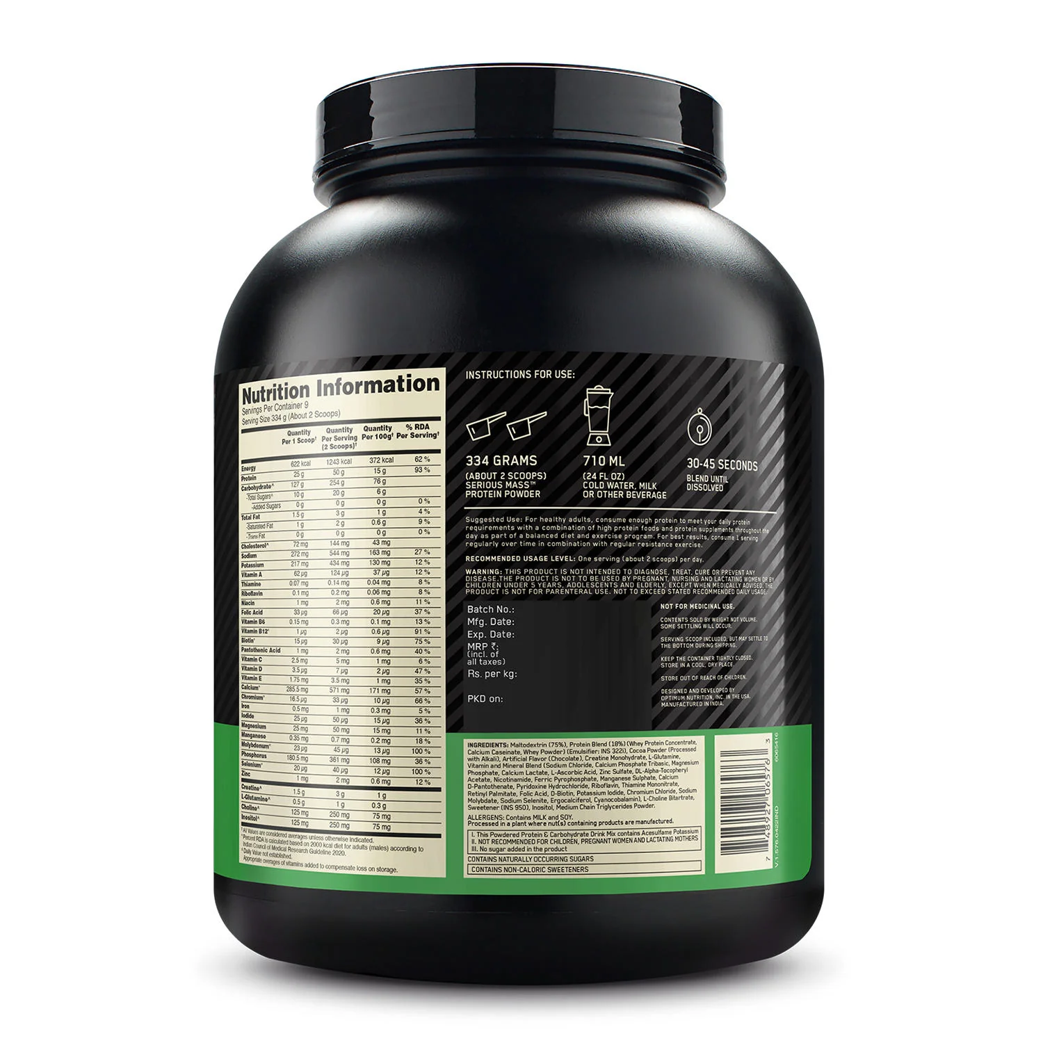 Serious Mass Weight Gainer - Chocolate flavour - 3KG - Image 10
