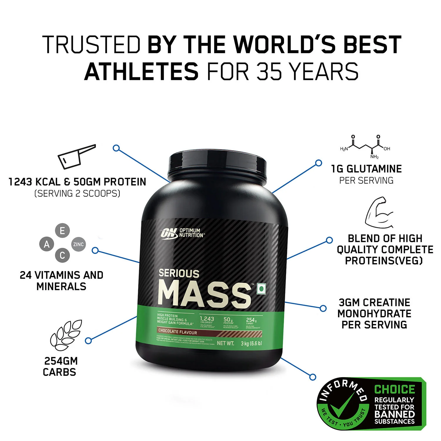 Serious Mass Weight Gainer - Chocolate flavour - 3KG - Image 3