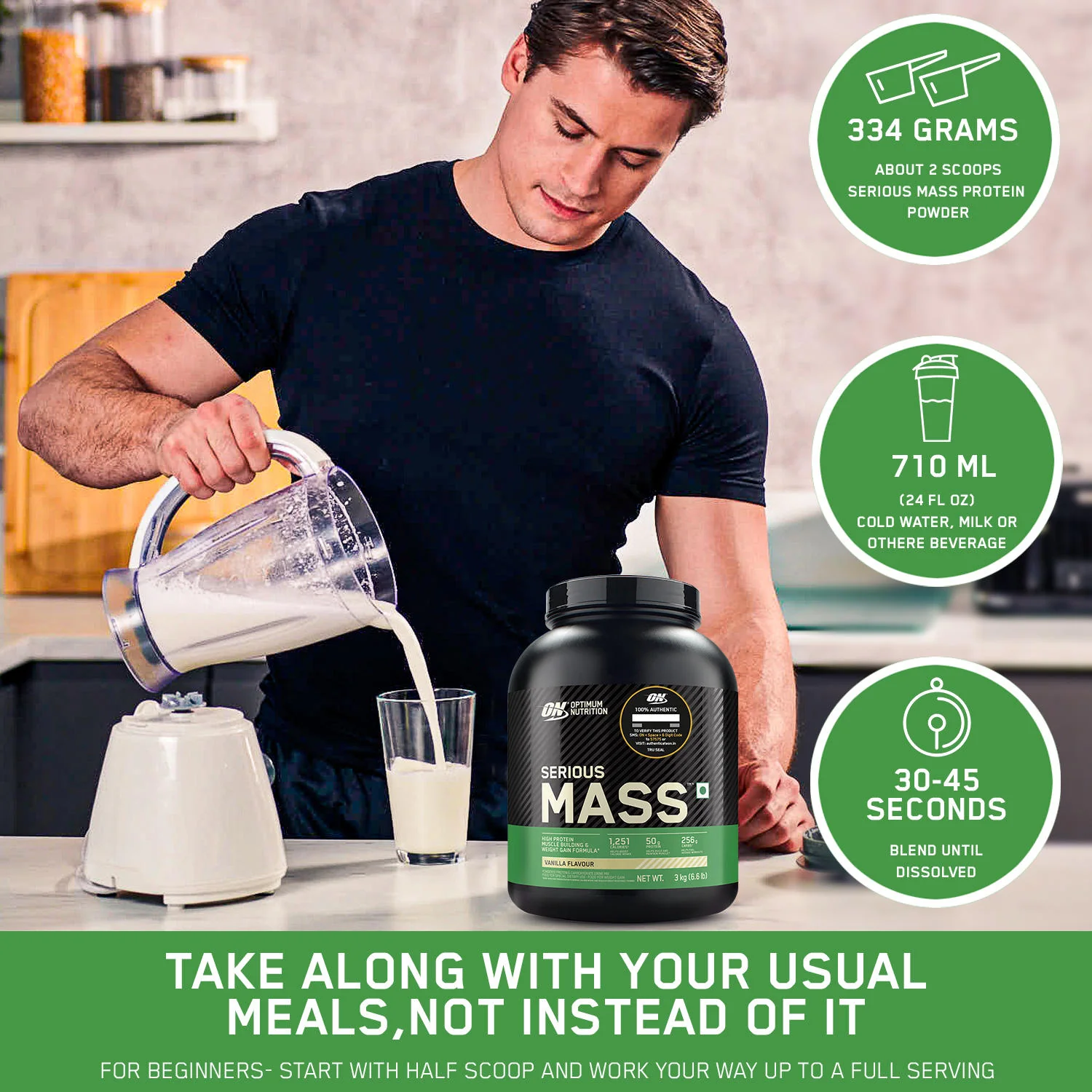Serious Mass Weight Gainer - Chocolate flavour - 3KG - Image 4