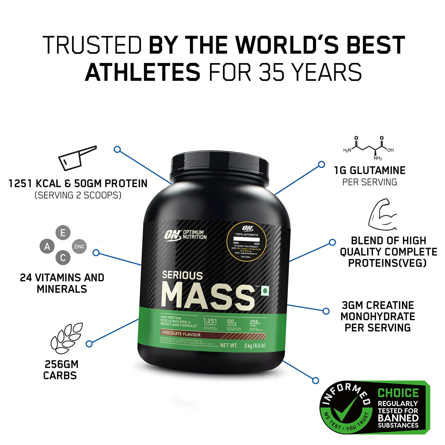 Serious Mass Weight Gainer - Vanilla flavour - 5KG - Image 3