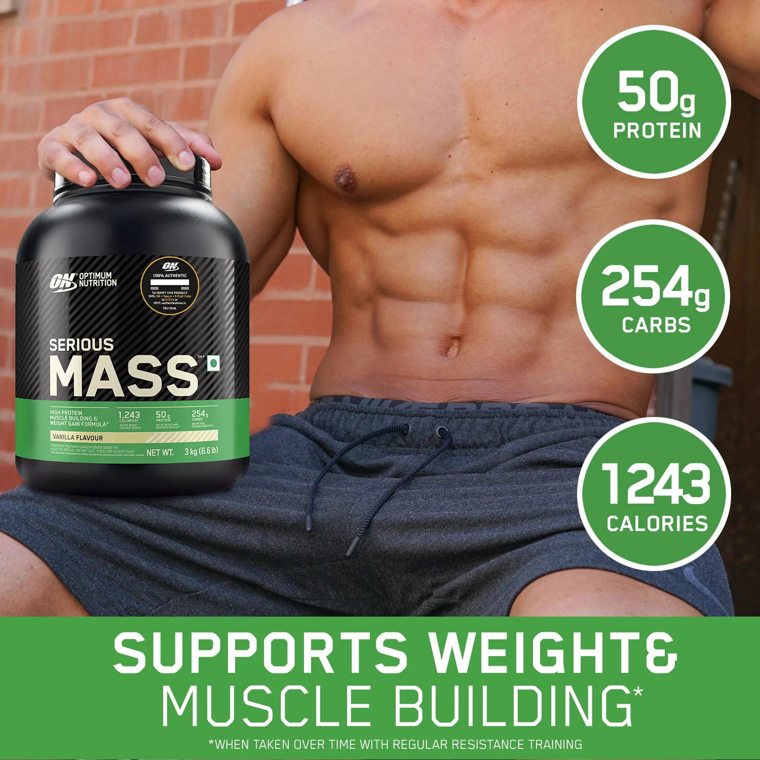 Serious Mass Weight Gainer - Vanilla flavour - 1KG - Image 6