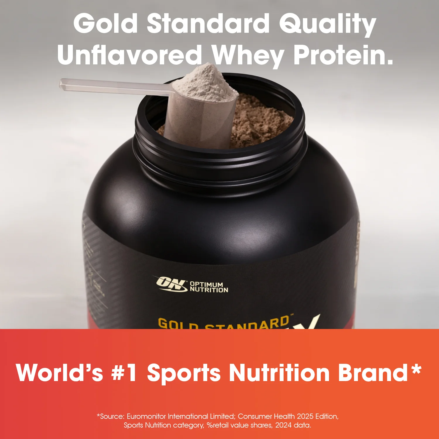 Unflavoured Optimum Nutrition (ON) Gold Standard 100% Whey Protein Powder - 2 lb, 907 g - Image 10