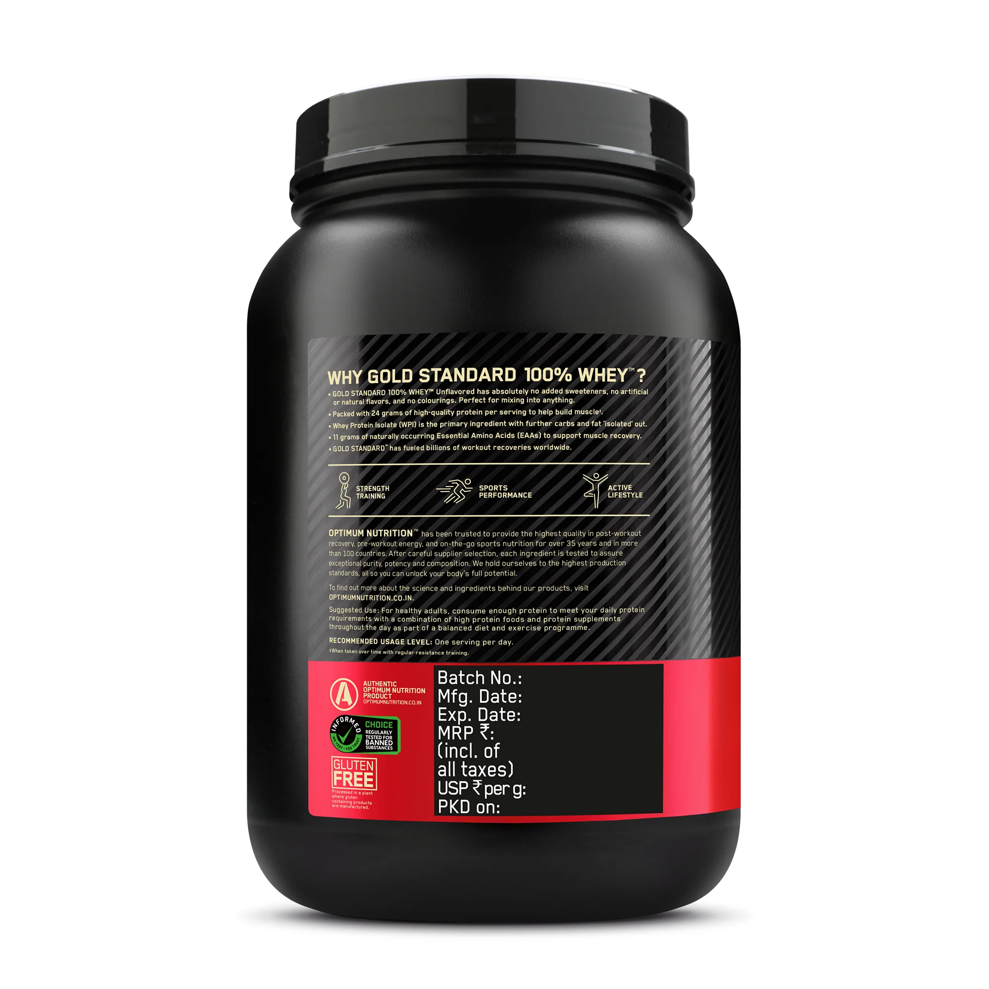 Unflavoured Optimum Nutrition (ON) Gold Standard 100% Whey Protein Powder - 2 lb, 907 g - Image 16